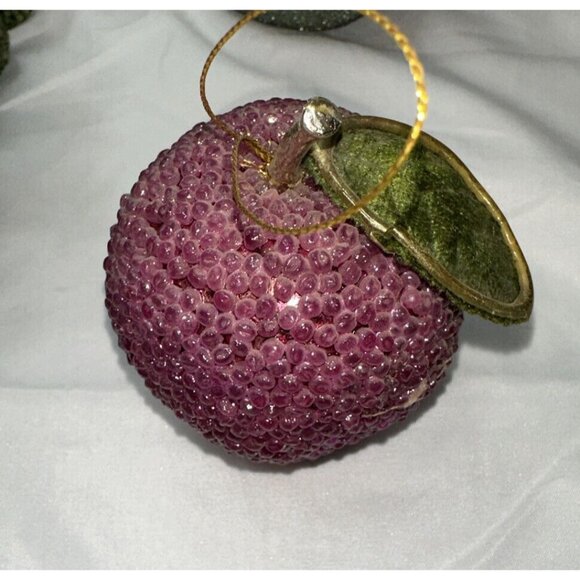 Artificial Faux Beaded Sugar Frosted Fruit Floral Picks Christmas Decor Wreath - Picture 4 of 7